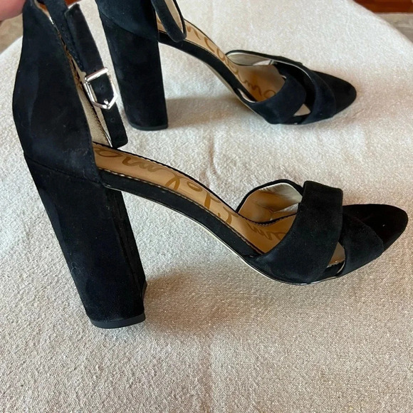 Sam Edelman Yancy Block Heel Ankle Strap Black Suede Shoes Size 10 - Picture 8 of 12